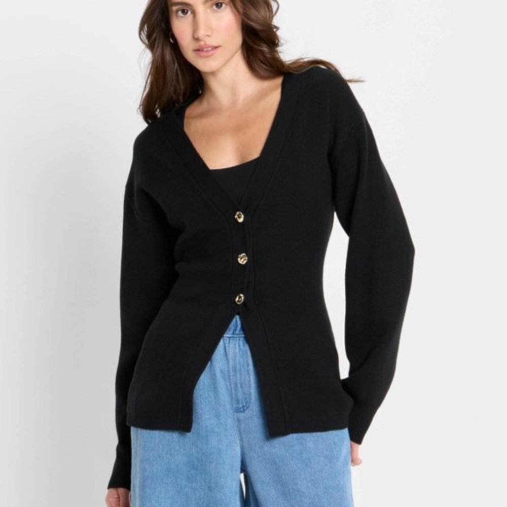 Future Collective Gold Button Cardigan